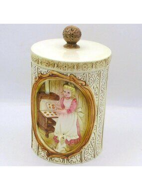 Vintage 1978 Sears Roebuck Pioneer Woman Ceramic Canister 9" With Lid    20B